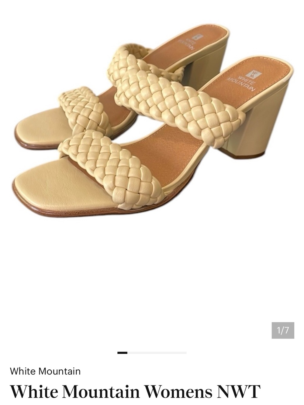 White Mountain Womens NWT Faux Leather Woven Slip On Heels Shoes Size 8-1/2 - Picture 9 of 9